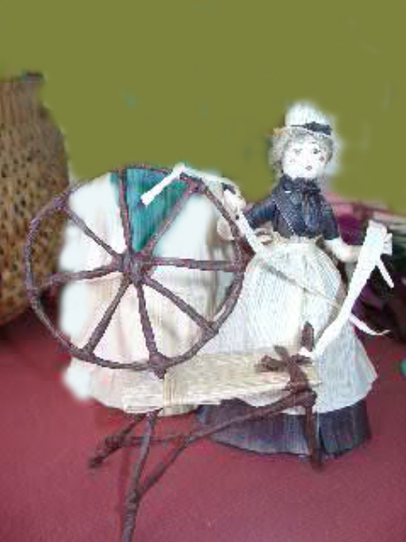 cornshuck lady spinning